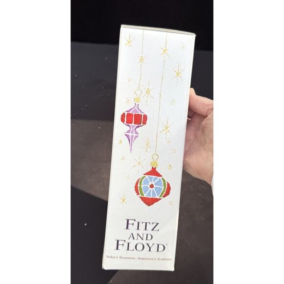 Fitz and Floyd Hand Painted Glass Nutcracker Holly Motif Ornament New In Box -S1 - Picture 4 of 8